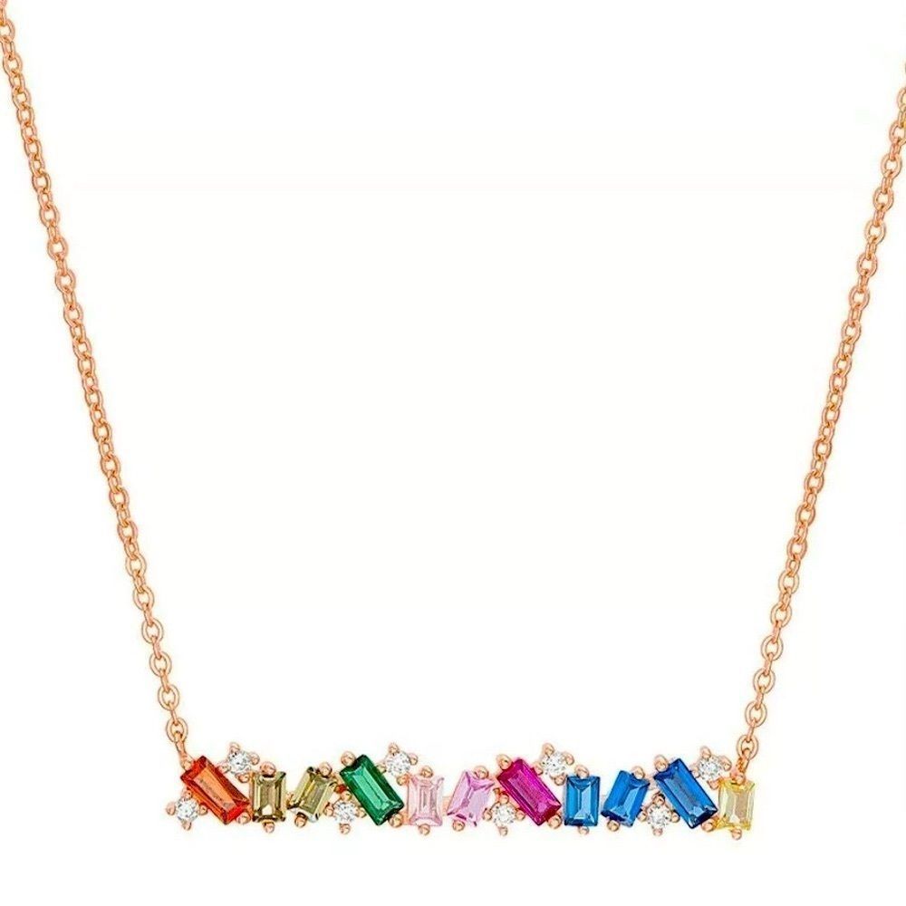 NEW! RAINBOW CRYSTAL ROSE GOLD PLATED NECKLACE
